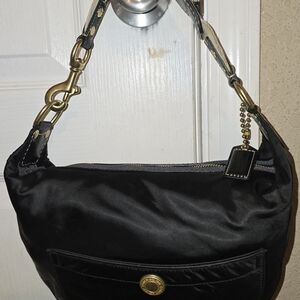 Coach Black Shoulder Bag with Gold Hardware